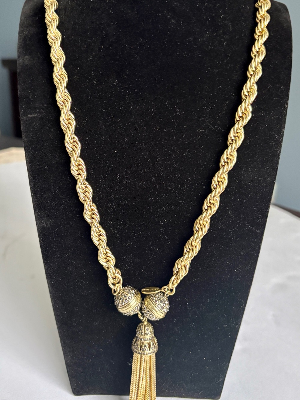 Heidi Daus Gold-Tone Rope Chain Tassel Necklace